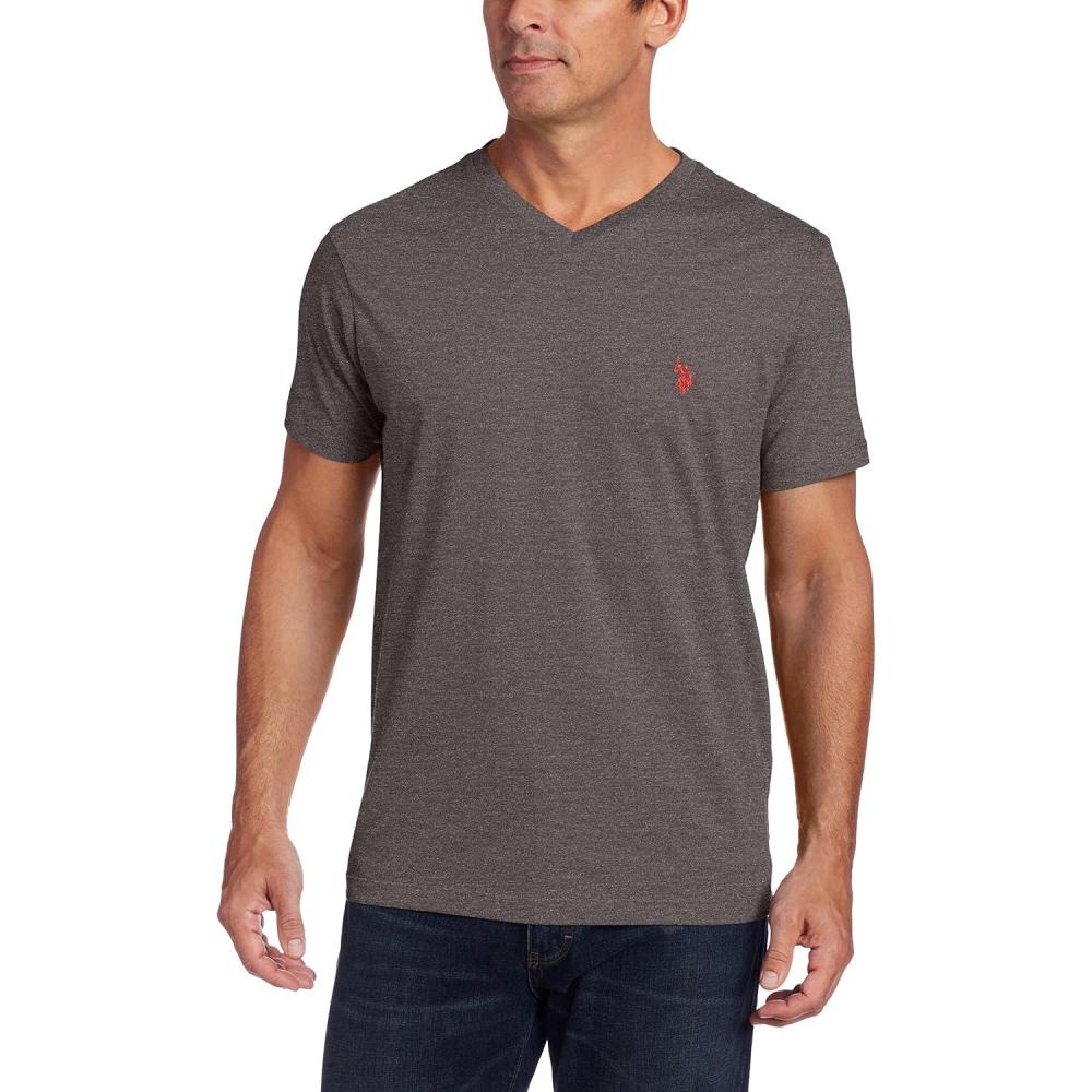 image:imageUS Polo Assn Mens VNeck TeeDark Heather Grey