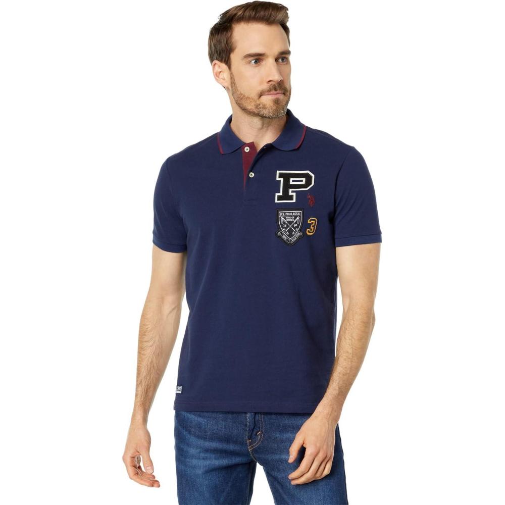 image:imageUS Polo Assn Slim Fit Multi Patch Pique Knit ShirtClassic Navy