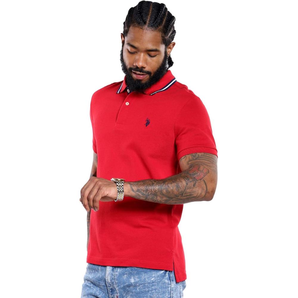 image:imageUS Polo Assn Slim Fit Small Pony Pique Polo Engine Red MD