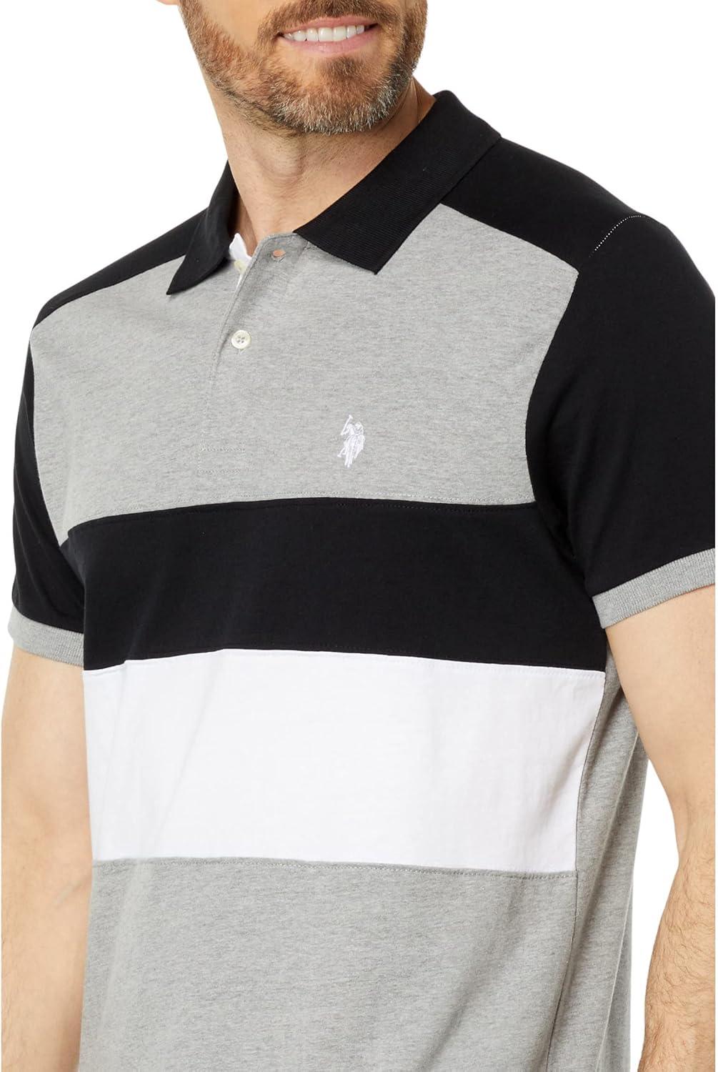 image:imageUS POLO ASSN Slim Fit Chest Stripe ColorBlock PoloHeather GreyBlack