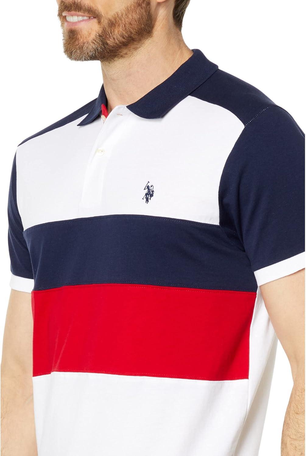 image:imageUS POLO ASSN Slim Fit Chest Stripe ColorBlock PoloWhite