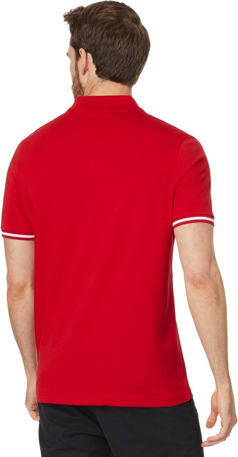 image:imageUS Polo Assn Mens Short Sleeve Thin Stripe Colorblock Jersey Knit Polo ShirtEngine Red