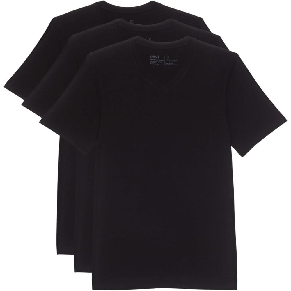 image:imagePact CoolStretch VNeck Undershirt 3Pack TShirt for Men VNeckline Short Sleeves Straight HemlineBlack