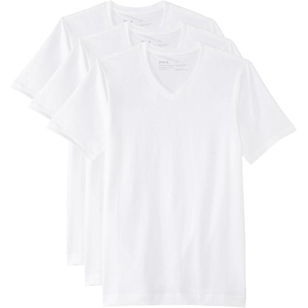 image:imagePact CoolStretch VNeck Undershirt 3Pack  TShirt for Men  VNeckline  Short Sleeves  Straight HemlineWhite