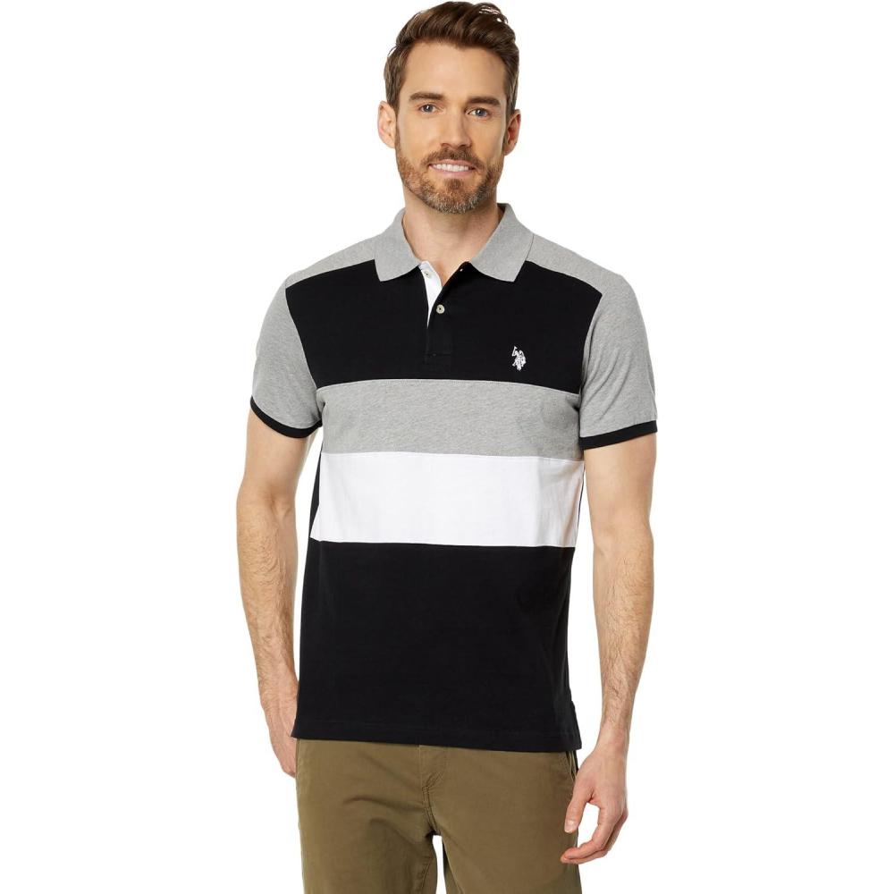 image:imageUS POLO ASSN Slim Fit Chest Stripe ColorBlock PoloBlack