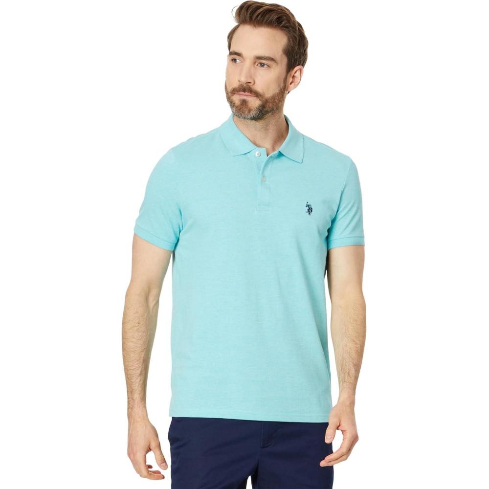 image:imageUS Polo Assn Mens Slim Fit Solid Pique Polo ShirtArtist Aqua Heather