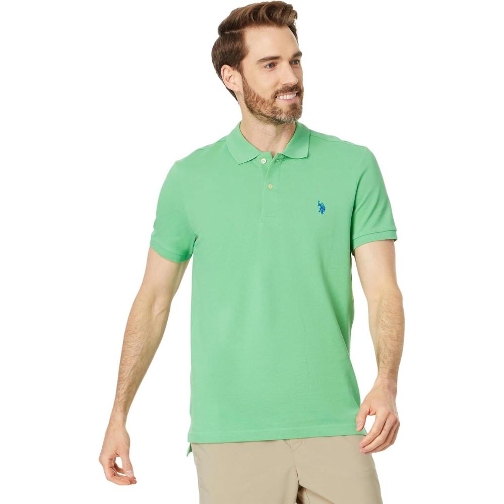 image:imageUS Polo Assn Mens Slim Fit Solid Pique Polo ShirtBerkeley Green