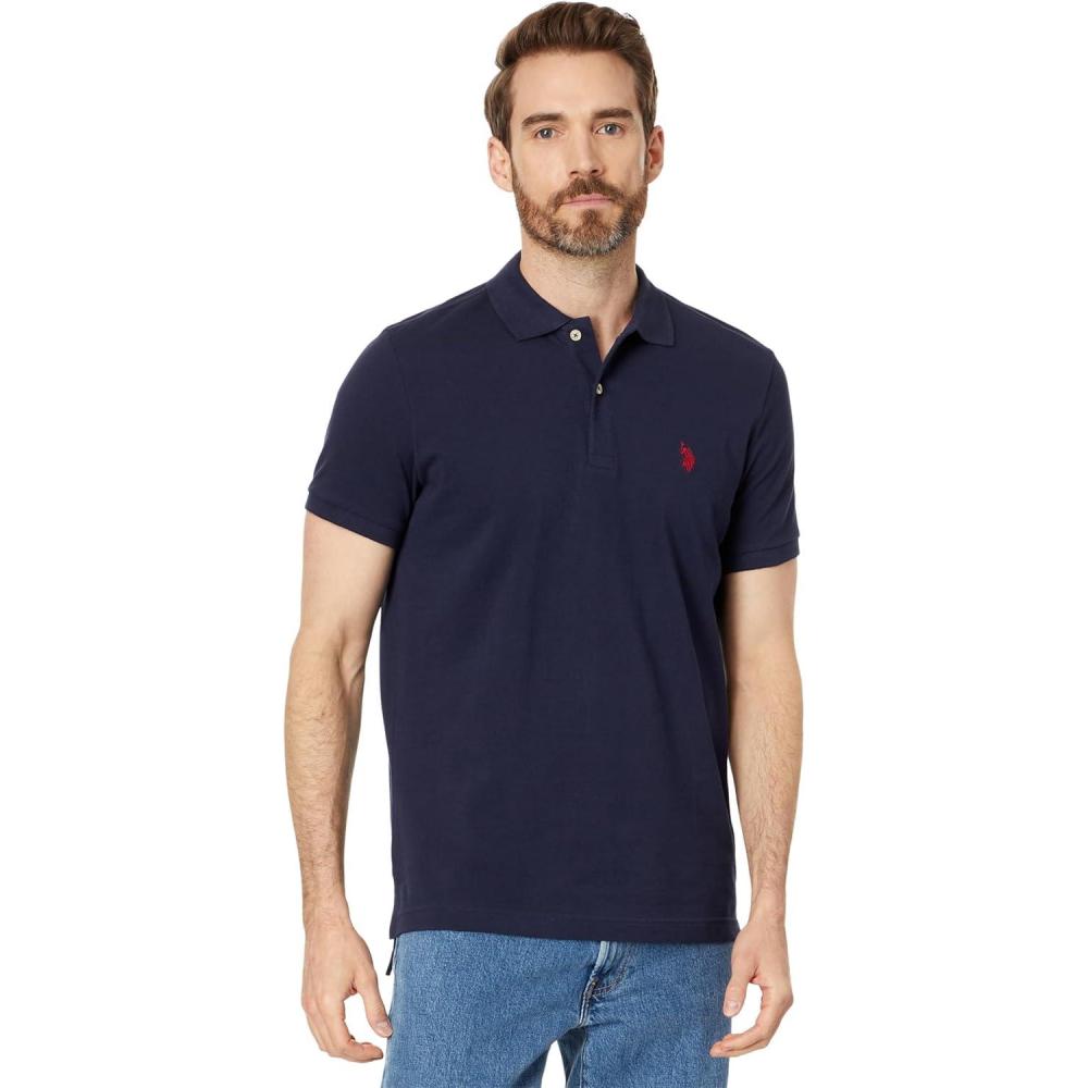 image:imageUS Polo Assn Mens Slim Fit Solid Pique Polo ShirtClassic Navy