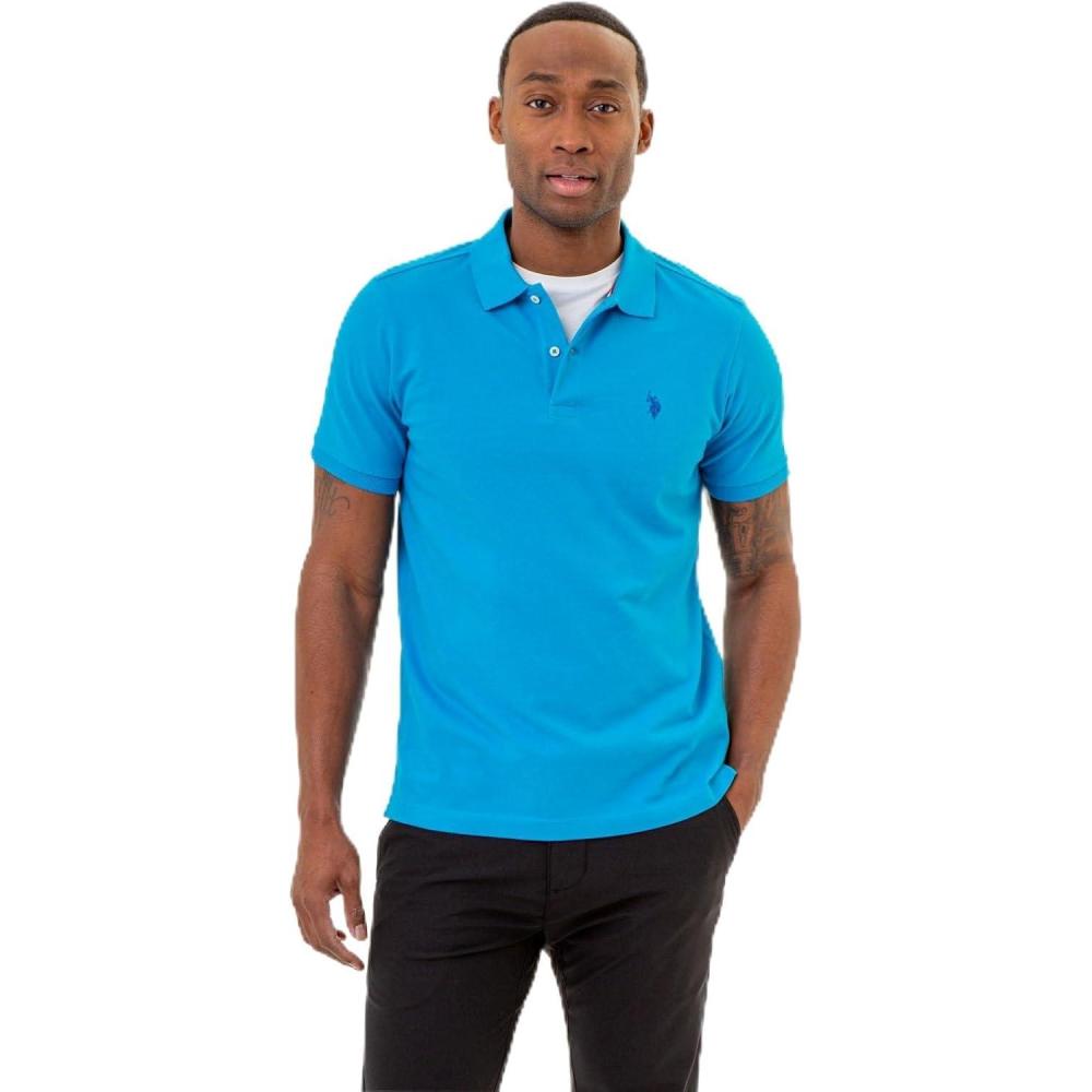 image:imageUS Polo Assn Mens Slim Fit Solid Pique Polo ShirtDowntown Blue