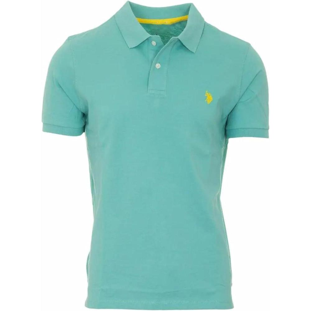 image:imageUS Polo Assn Mens Slim Fit Solid Pique Polo ShirtEmerald Circus