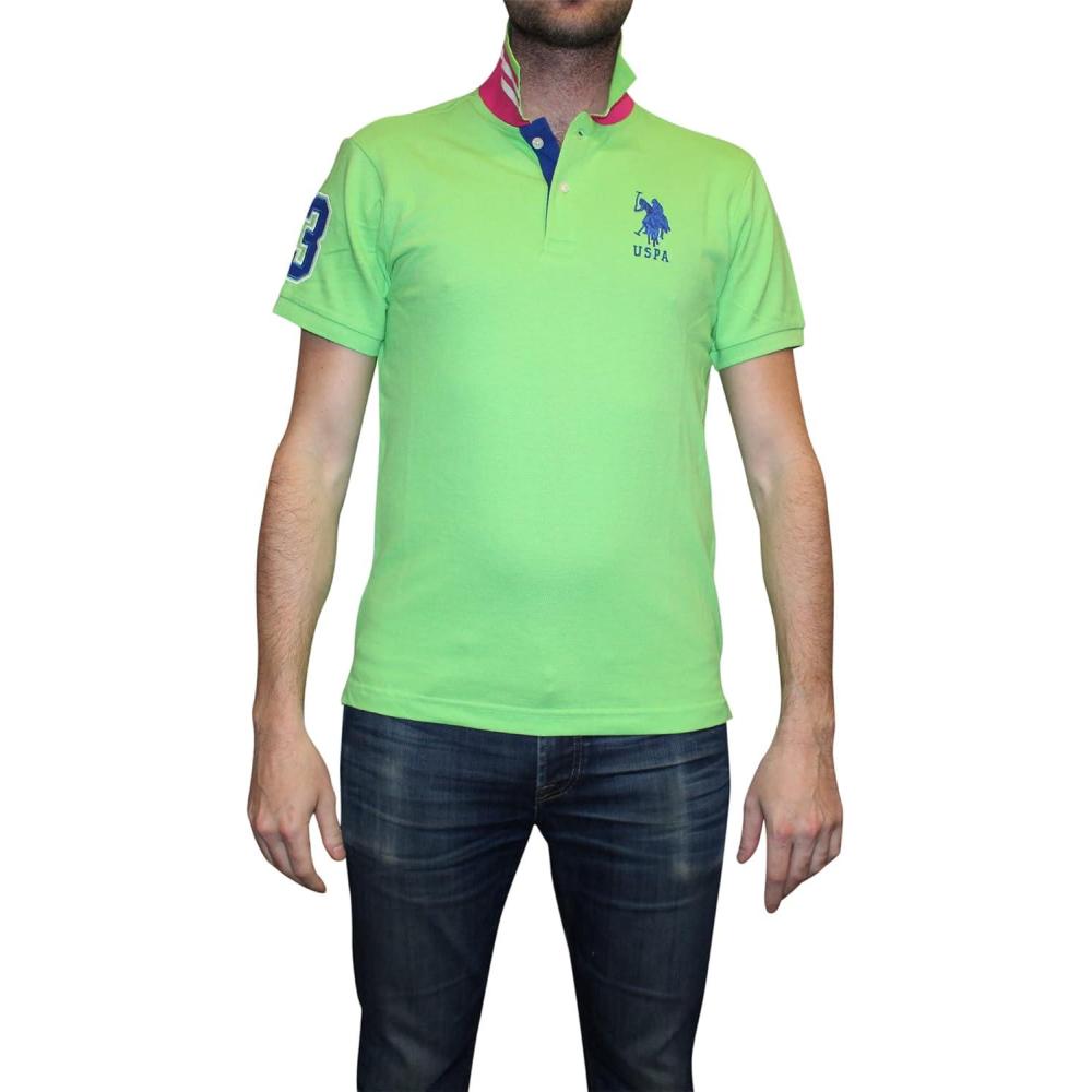 image:imageUS Polo Assn Mens Slim Fit Solid Pique Polo ShirtGreen Flash