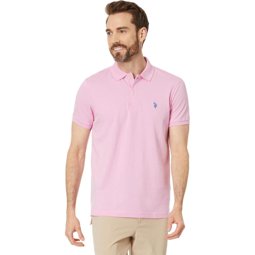 image:imageUS Polo Assn Mens Slim Fit Solid Pique Polo ShirtPink Hour