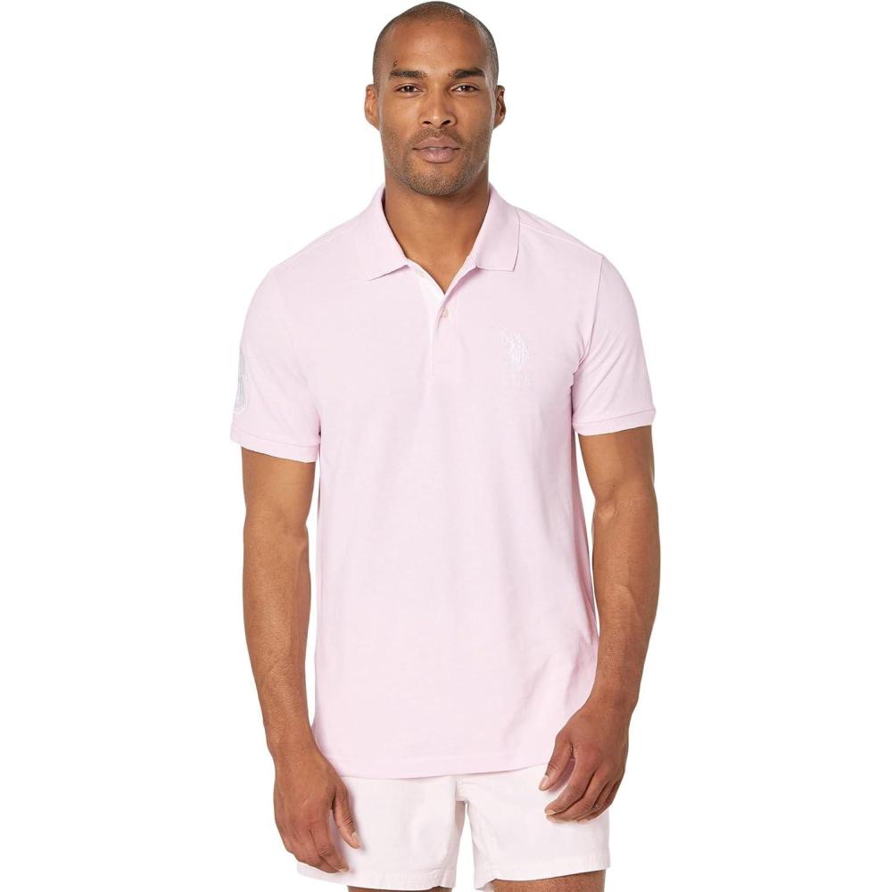 image:imageUS Polo Assn Mens Slim Fit Solid Pique Polo ShirtPrimary Pink