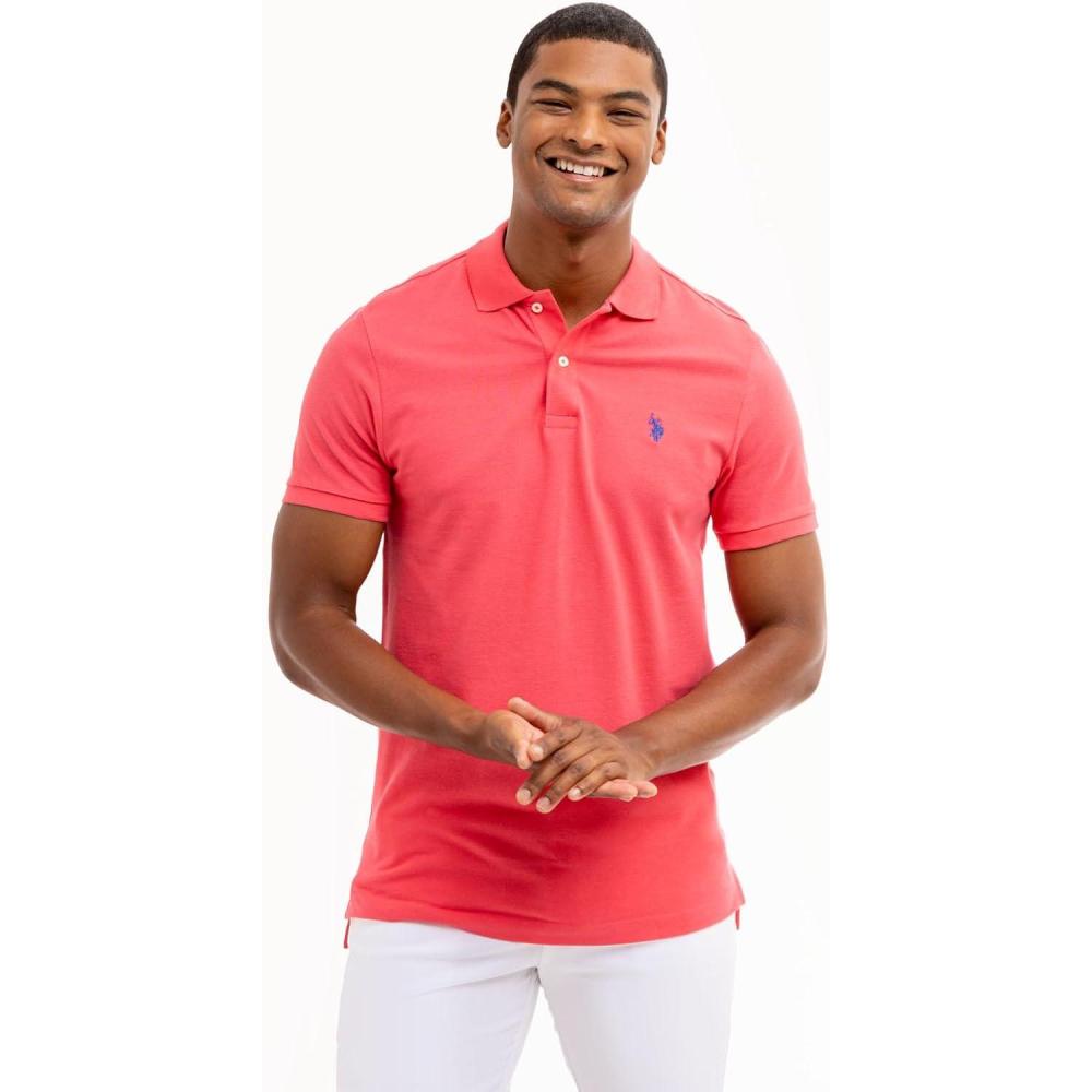 image:imageUS Polo Assn Mens Slim Fit Solid Pique Polo ShirtRouge Red