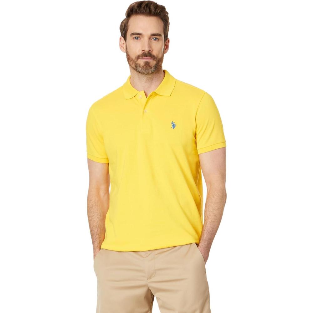 image:imageUS Polo Assn Mens Slim Fit Solid Pique Polo ShirtWinning Yellow