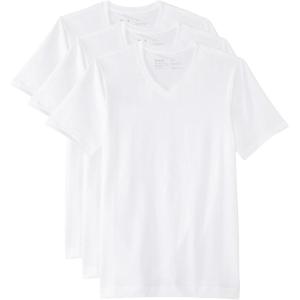 Pact Cool-Stretch V-Neck Undershirt 3-Pack – T-Shirt for Men – V-Neckline – Short Sleeves – Straight Hemline(White)