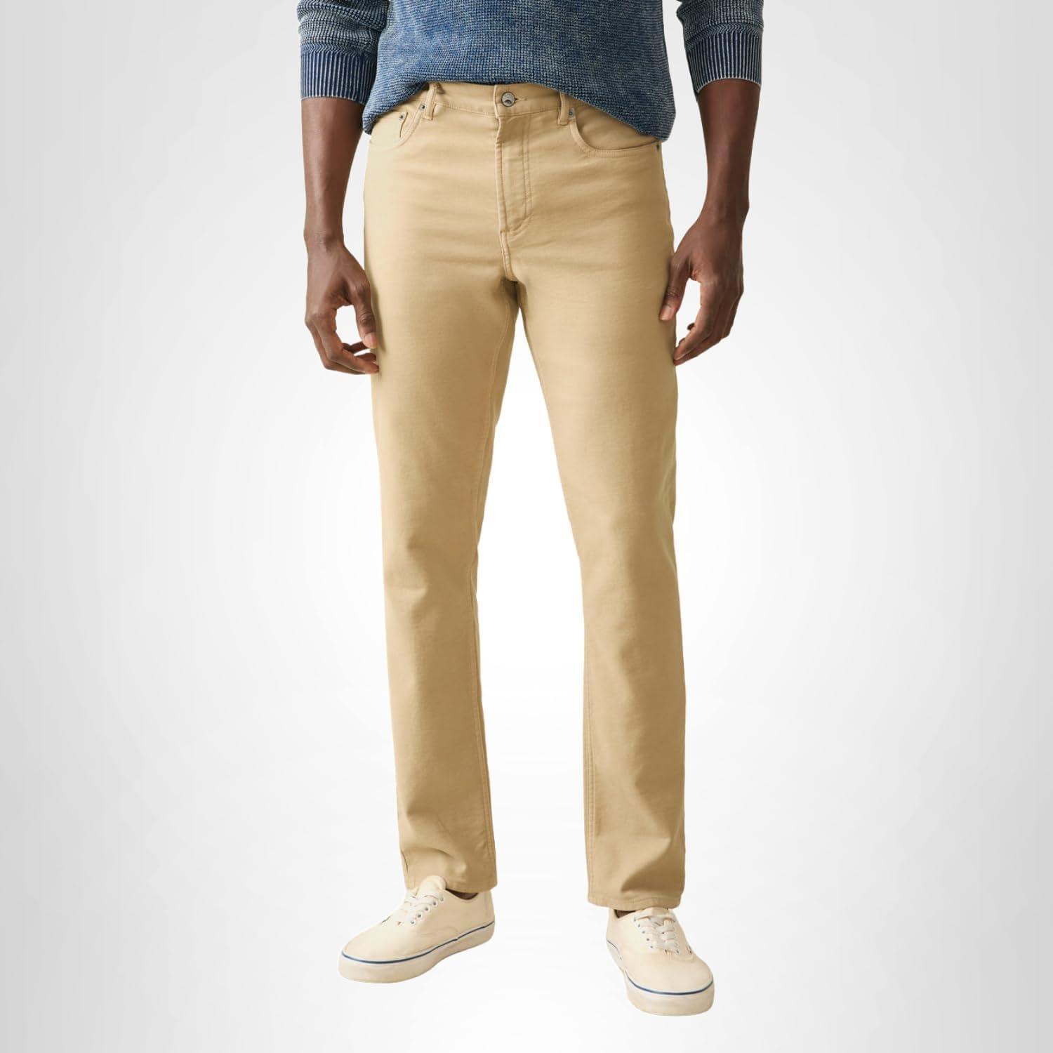 image:imageFaherty Mens Stretch Terry 5 Pocket PantDesert Khaki