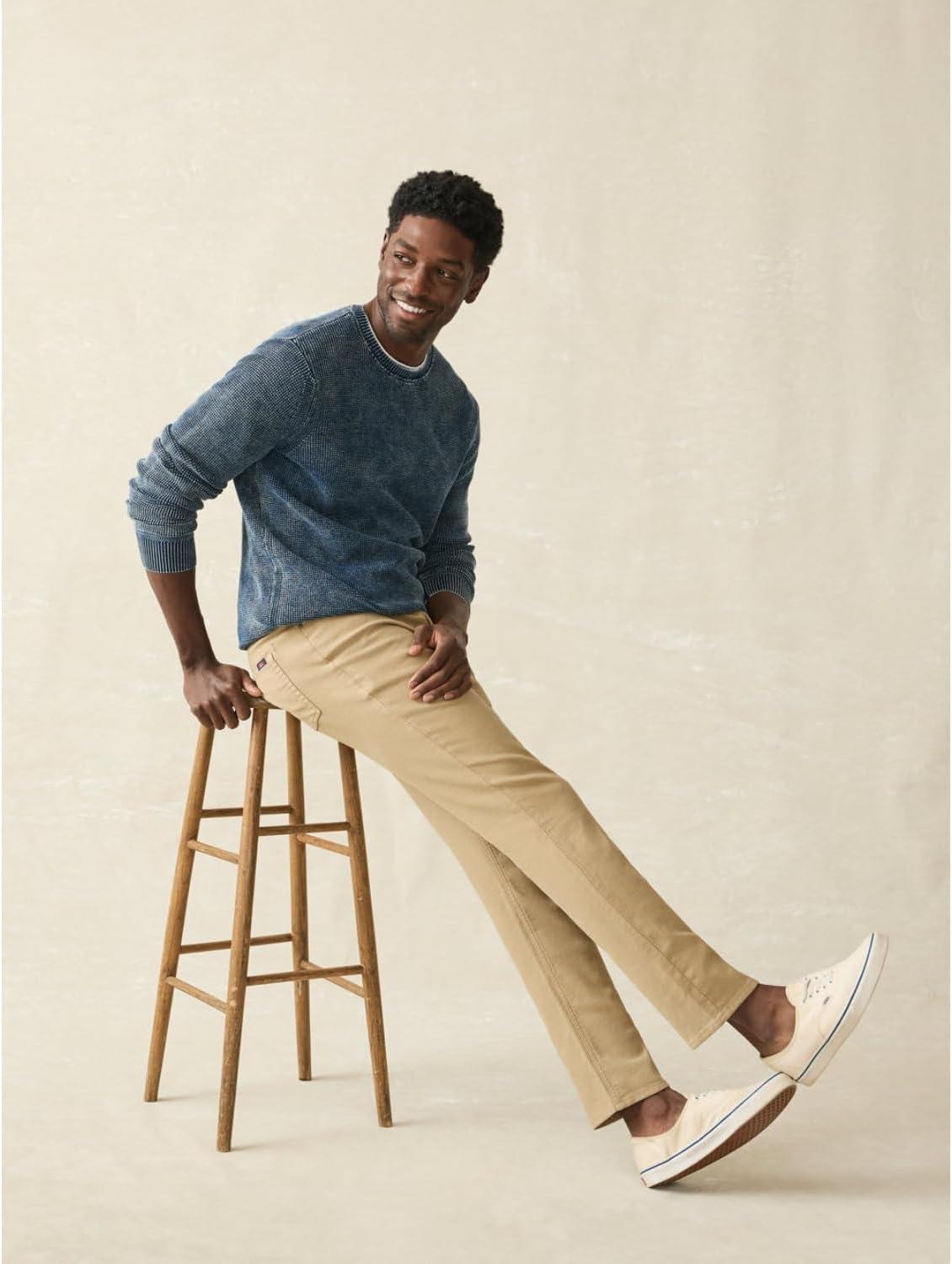 image:imageFaherty Mens Stretch Terry 5 Pocket PantDesert Khaki