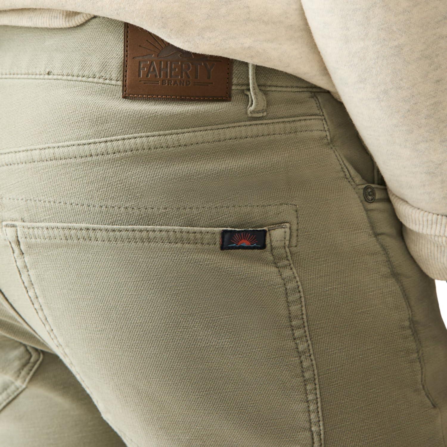 image:imageFaherty Mens Stretch Terry 5 Pocket PantFaded Olive