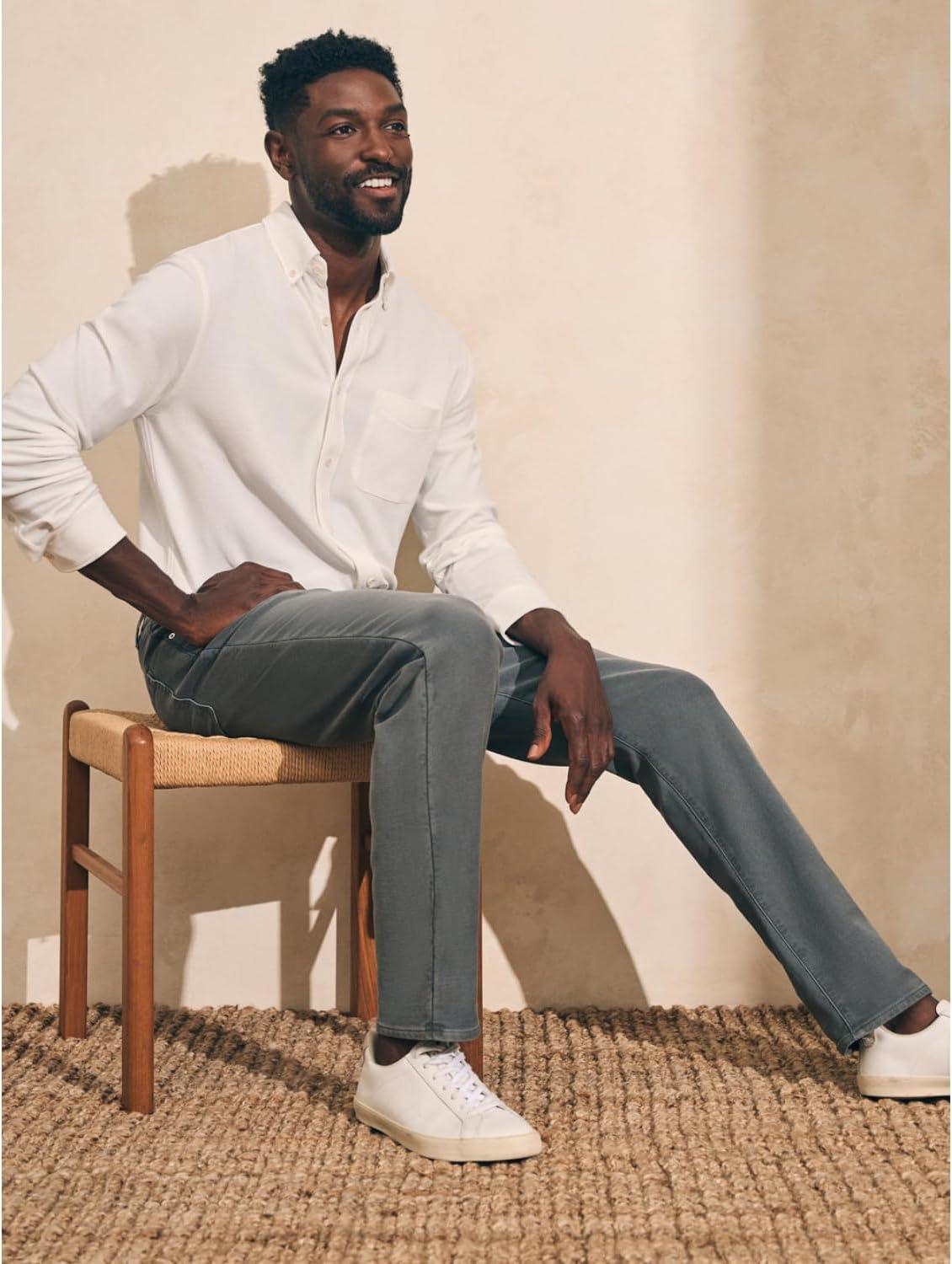 image:imageFaherty Mens Stretch Terry 5 Pocket PantSlate