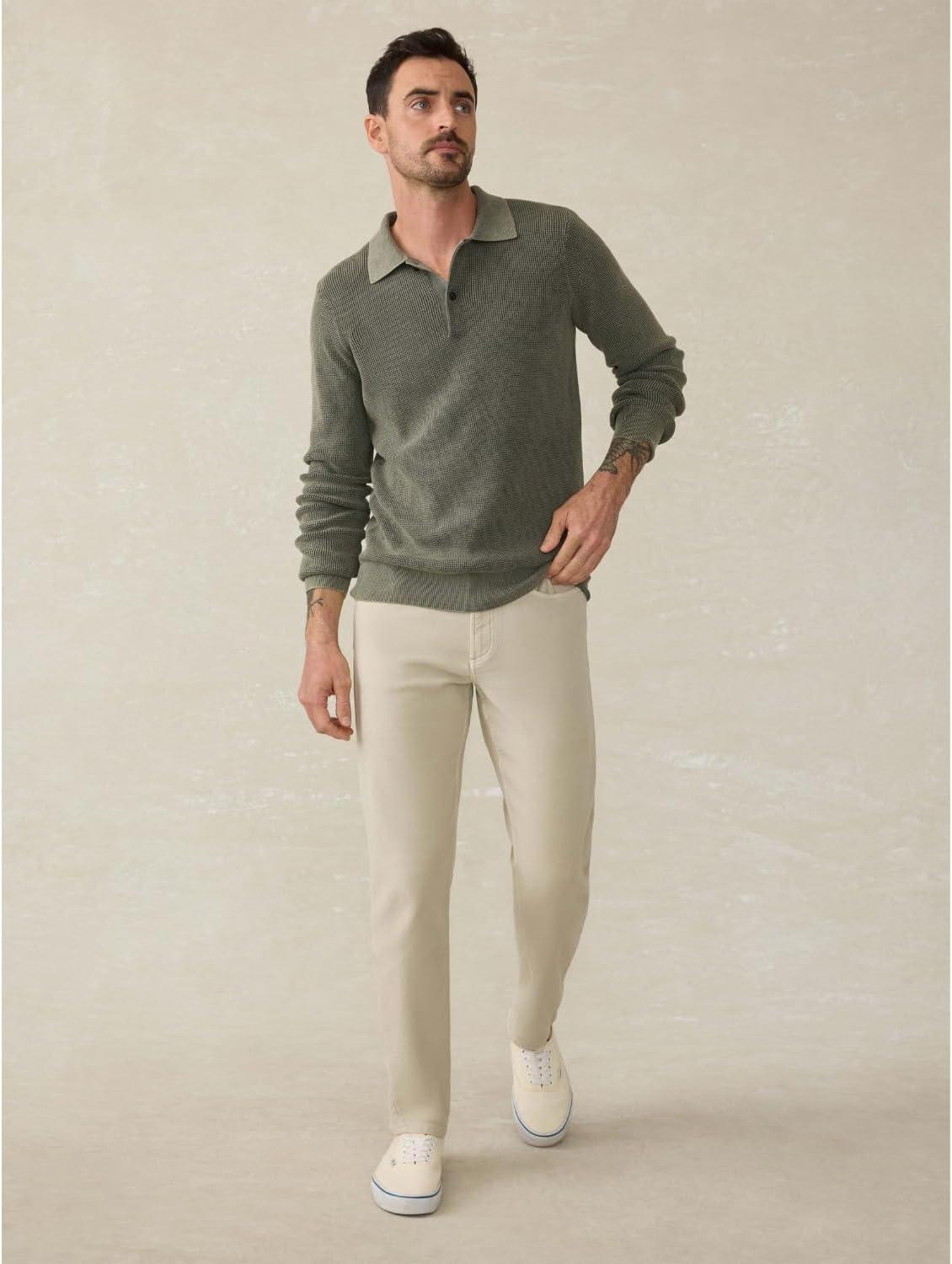 image:imageFaherty Mens Stretch Terry 5 Pocket PantStone
