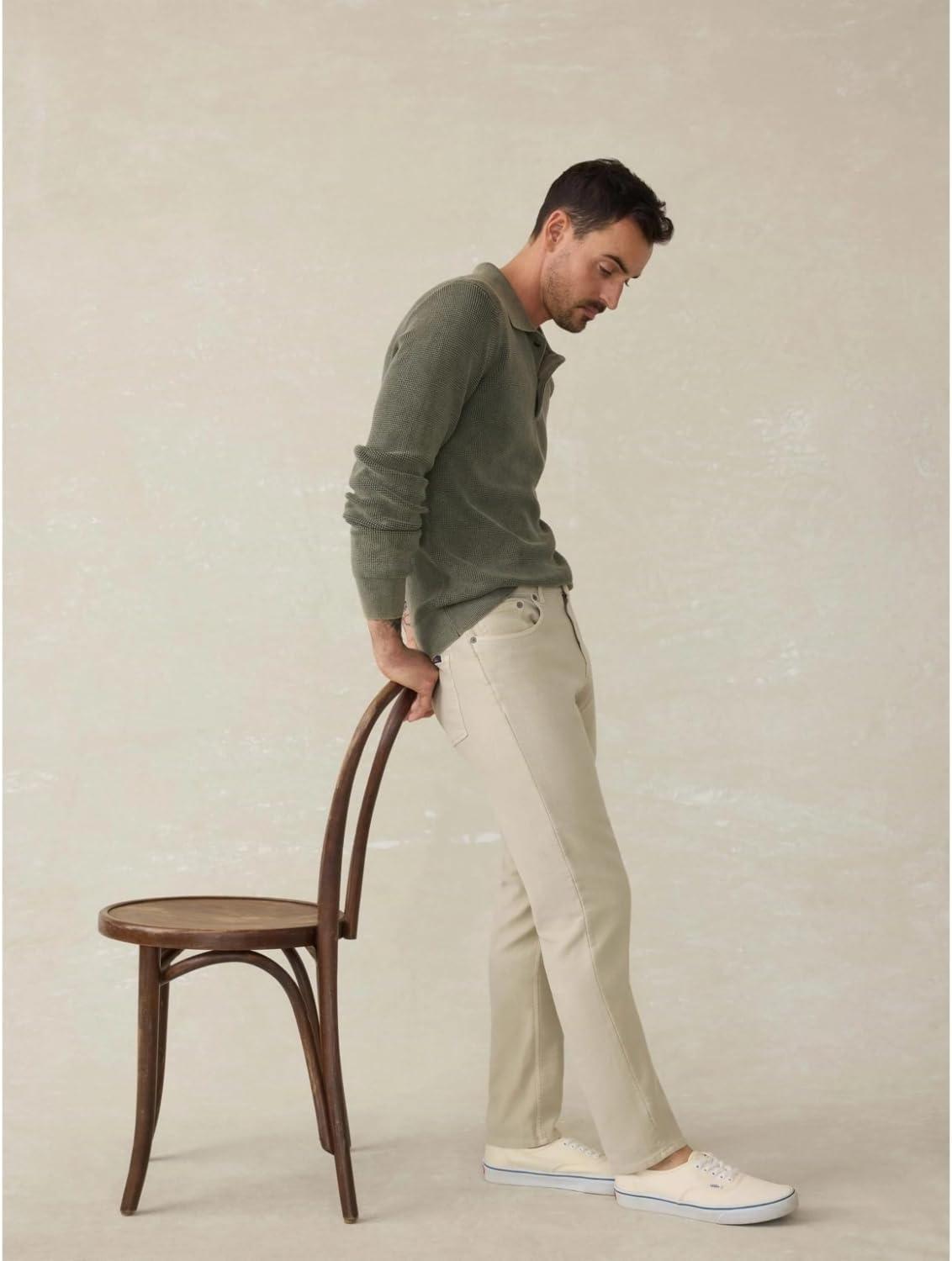 image:imageFaherty Mens Stretch Terry 5 Pocket PantStone