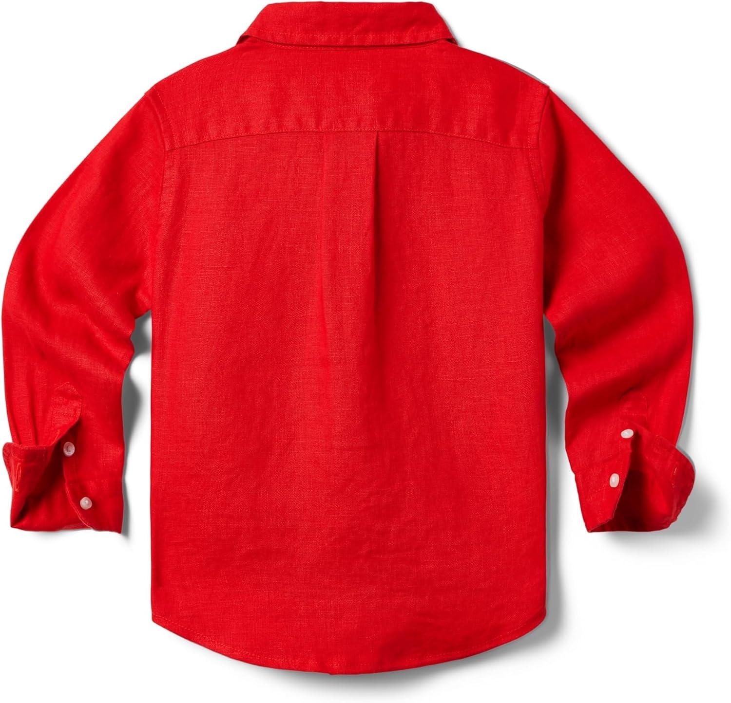 image:imageJanie and Jack Boys Linen Roll Up Shirt ToddlerLittle KidsBig KidsRed