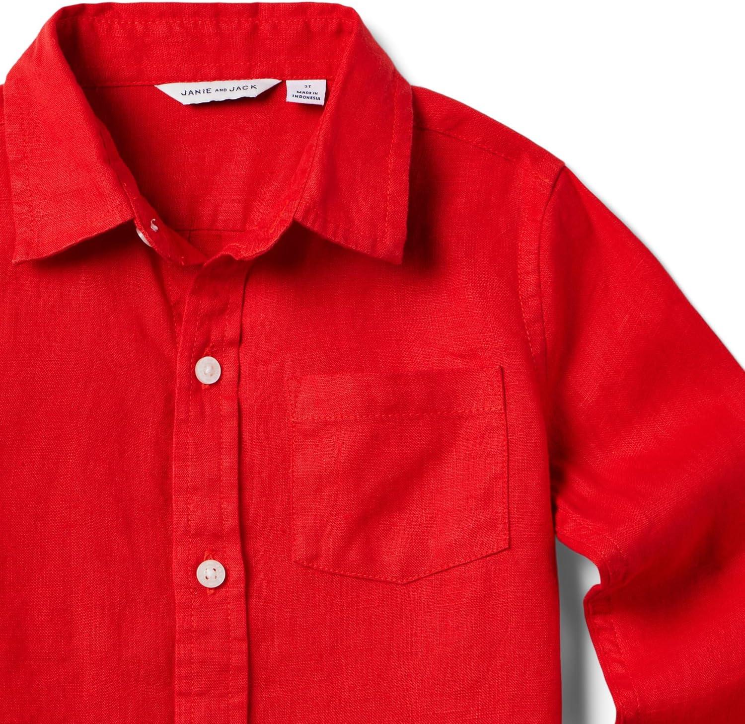 image:imageJanie and Jack Boys Linen Roll Up Shirt ToddlerLittle KidsBig KidsRed