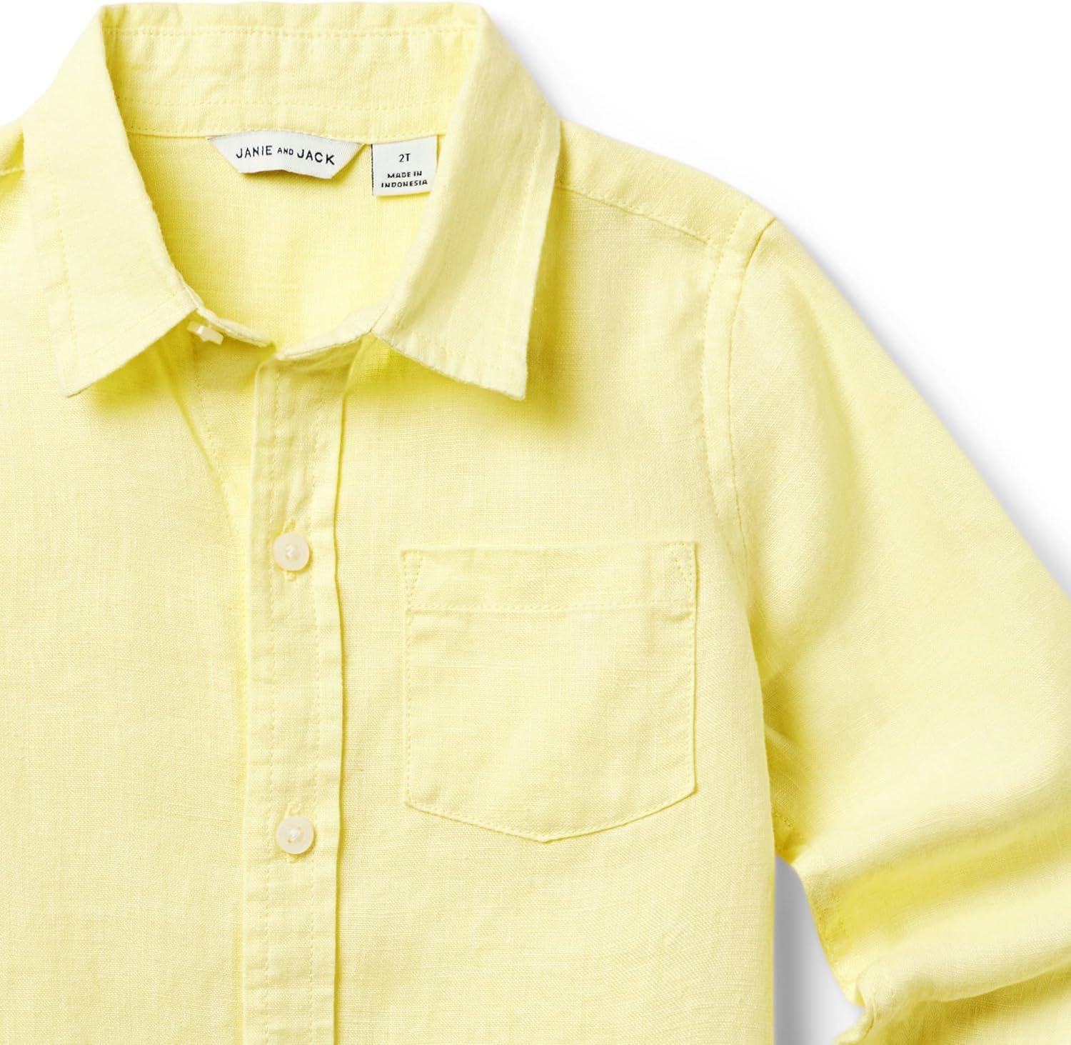 image:imageJanie and Jack Boys Linen Roll Up Shirt ToddlerLittle KidsBig KidsYellow