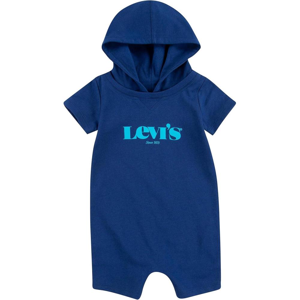 image:imageLevis Baby Boys Short Sleeve Hooded RomperEstate Blue