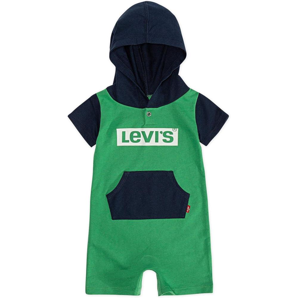 image:imageLevis Baby Boys Short Sleeve Hooded RomperGreenbrierDress Blues