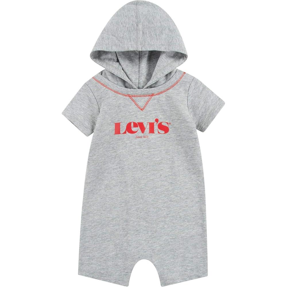 image:imageLevis Baby Boys Short Sleeve Hooded RomperGrey Heather