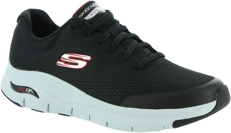 image:imageSkechers Mens Arch Fit OxfordBlack Textile Synthetic Red Trim