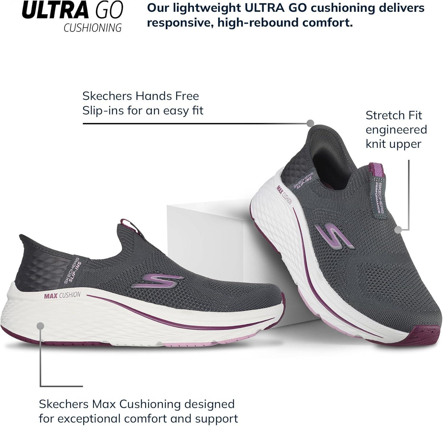 image:imageSkechers Womens Max Cushioning Elite 20 Eternal TrainersCharcoalBurgundy