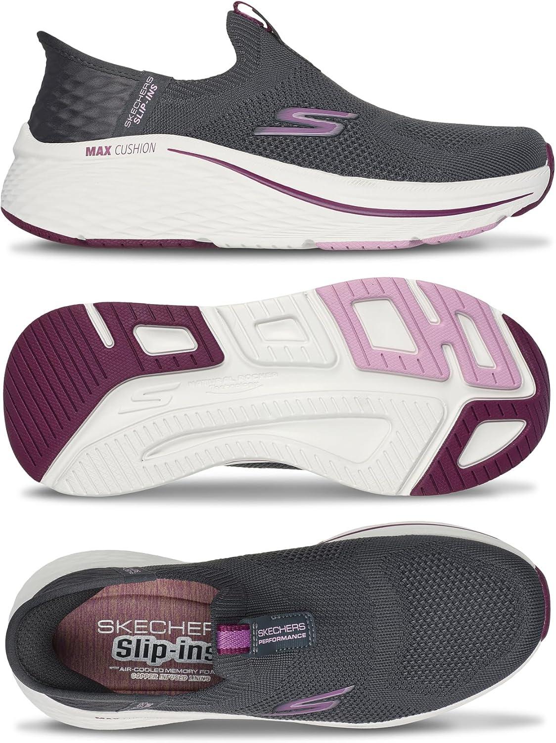 image:imageSkechers Womens Max Cushioning Elite 20 Eternal TrainersCharcoalBurgundy