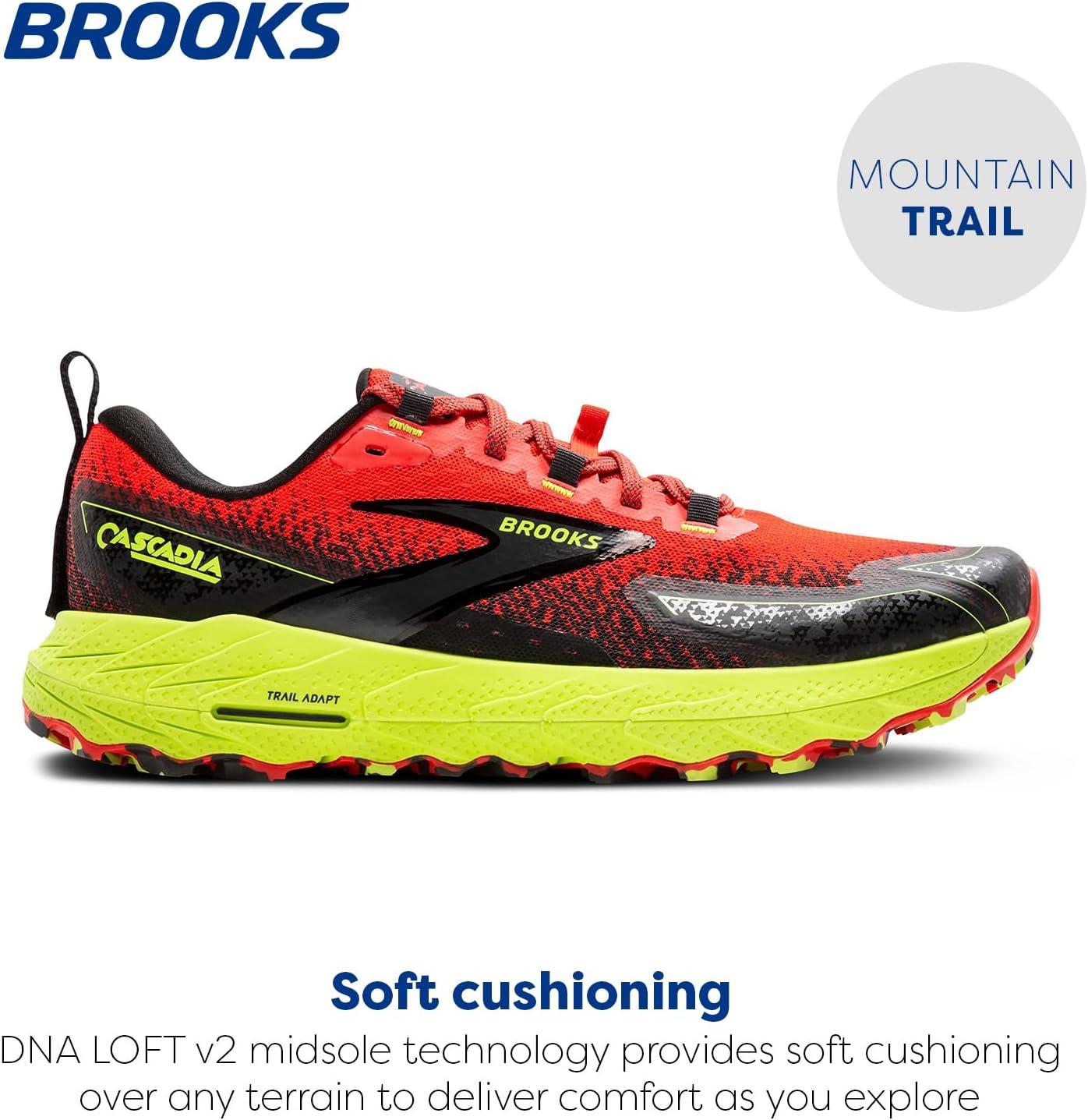 image:imageBrooks Mens Cascadia 18 Mountain Trail Running ShoeCherry TomatoLimeBlack