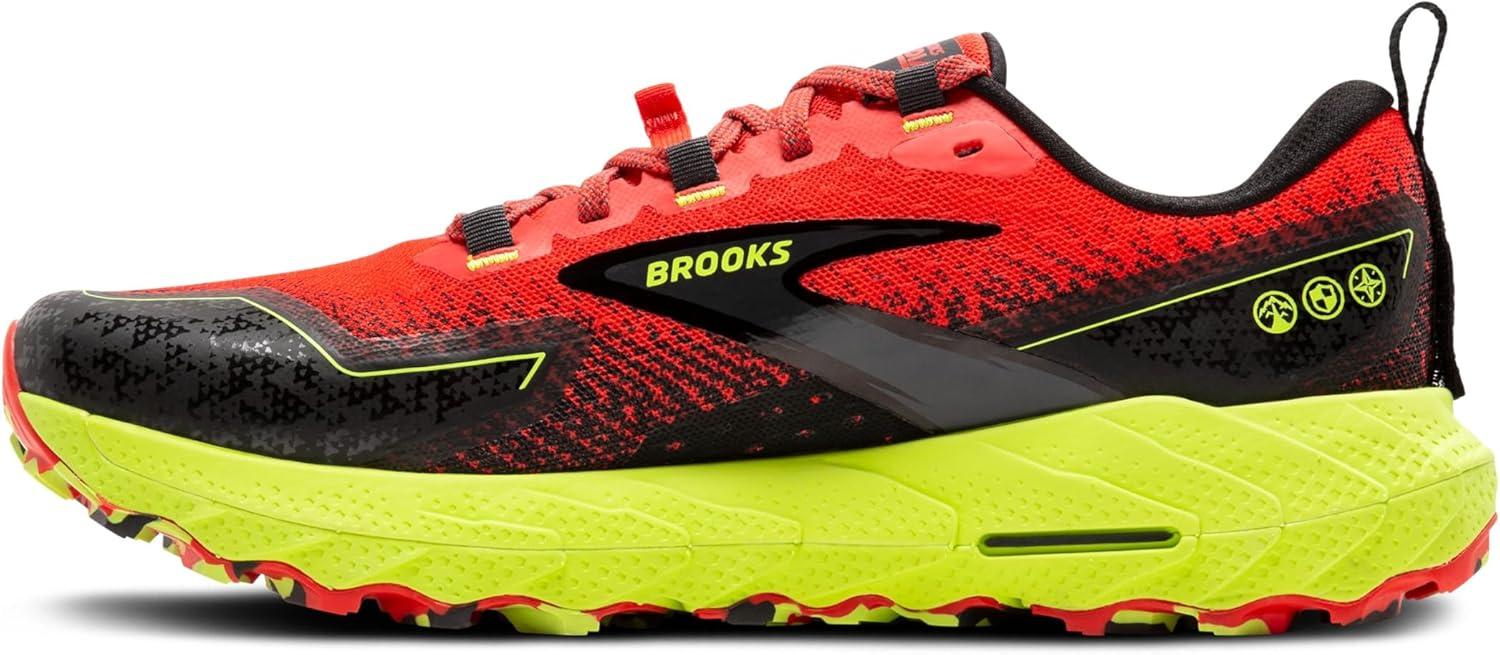 image:imageBrooks Mens Cascadia 18 Mountain Trail Running ShoeCherry TomatoLimeBlack