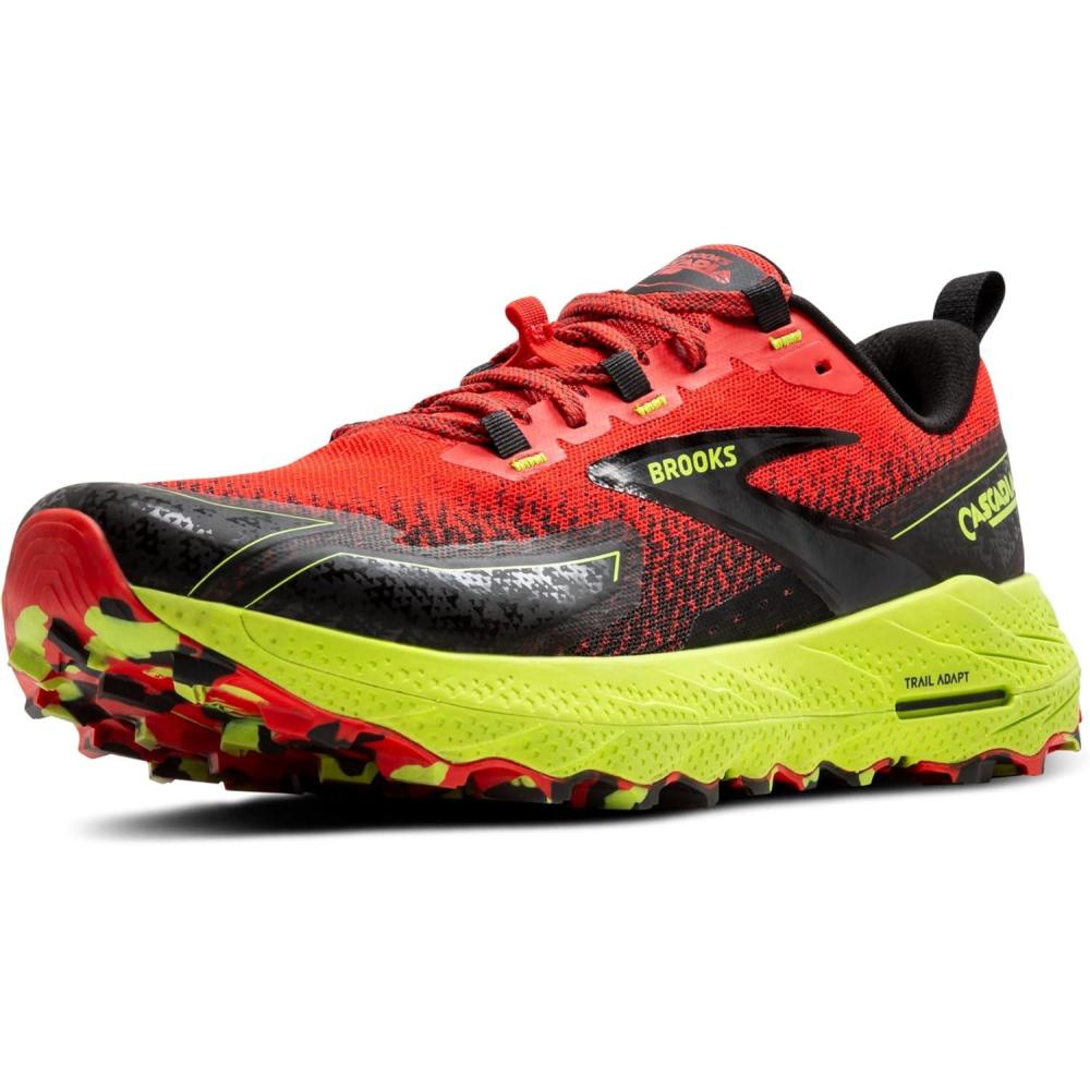 image:imageBrooks Mens Cascadia 18 Mountain Trail Running ShoeCherry TomatoLimeBlack