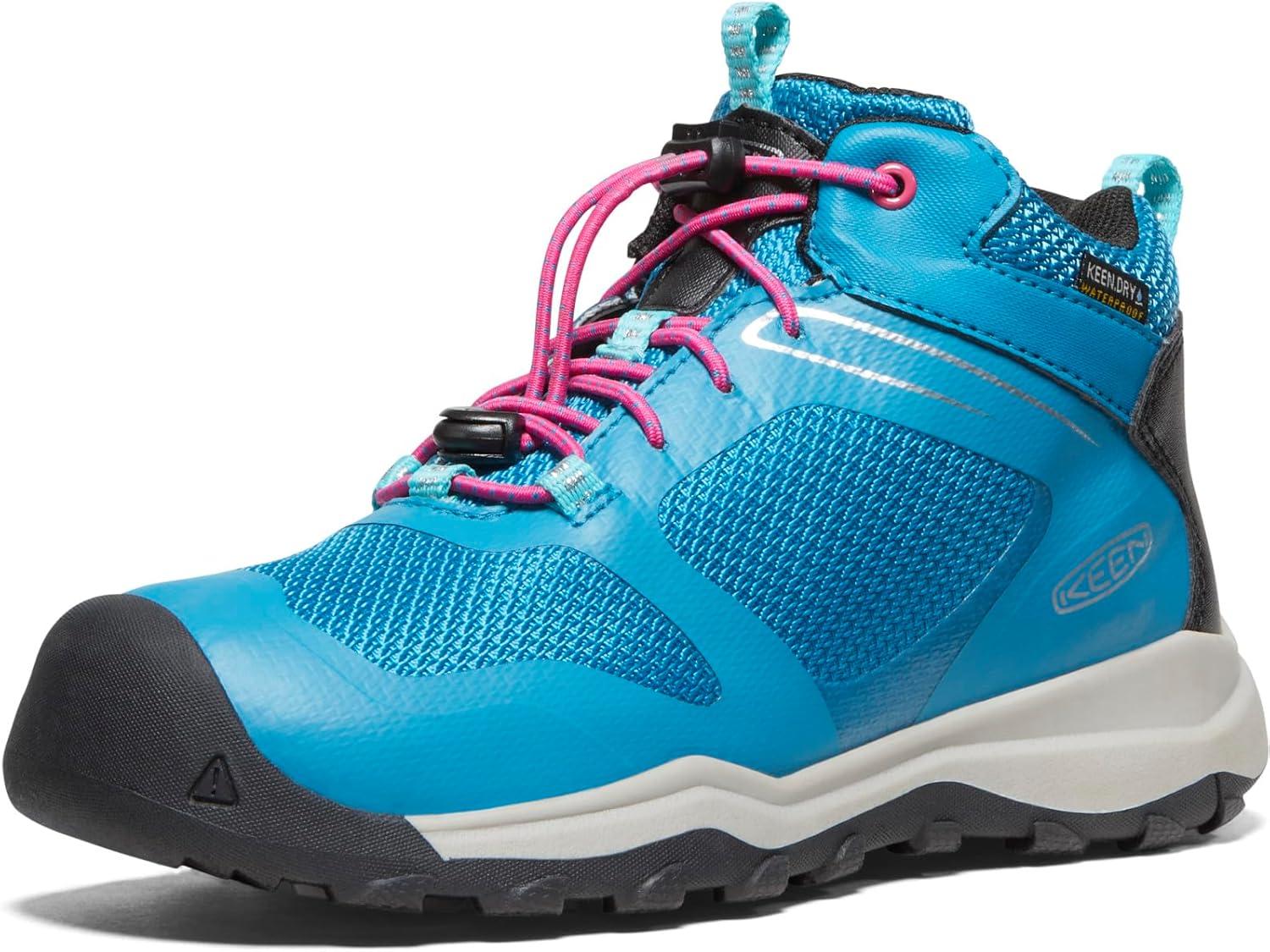 image:imageKEEN Wanduro Mid Height Waterproof Easy On Durable Sneaker Hiking BootsFjord BlueFuchsia Purple