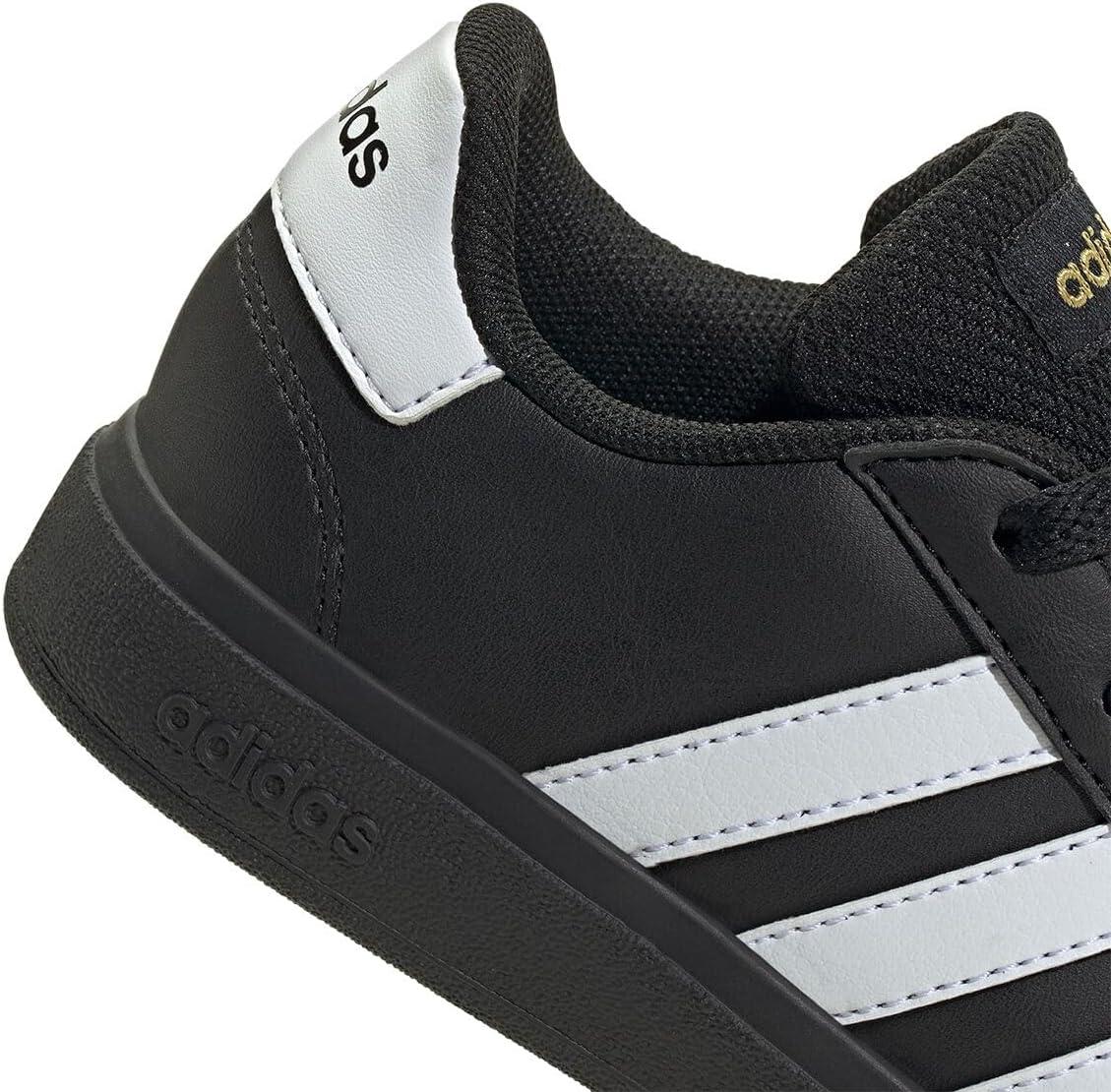 image:imageAdidas UnisexChild Grand Court 20 Elastic Lace ampamp StrapBlackWhiteGold Metallic