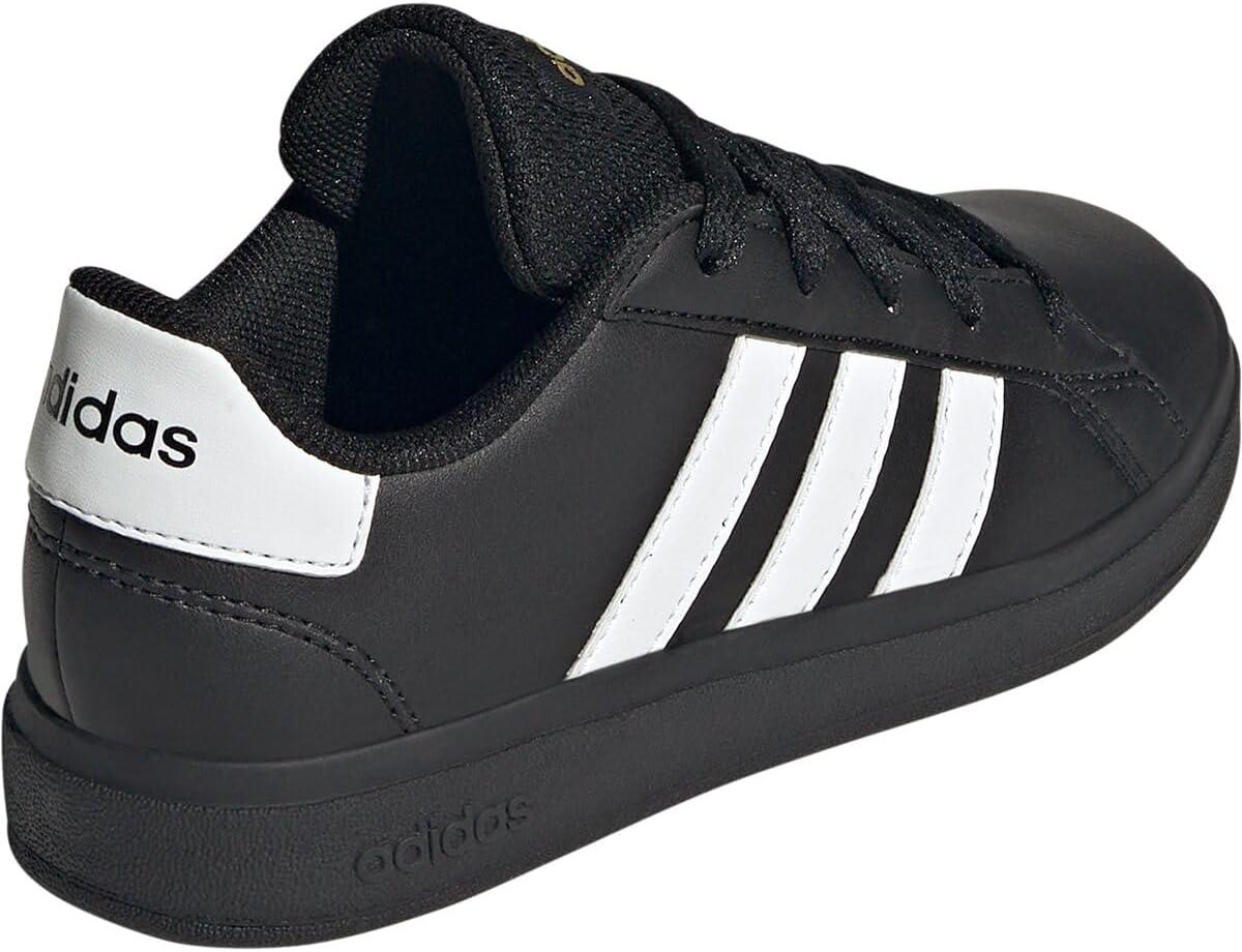 image:imageAdidas UnisexChild Grand Court 20 Elastic Lace ampamp StrapBlackWhiteGold Metallic