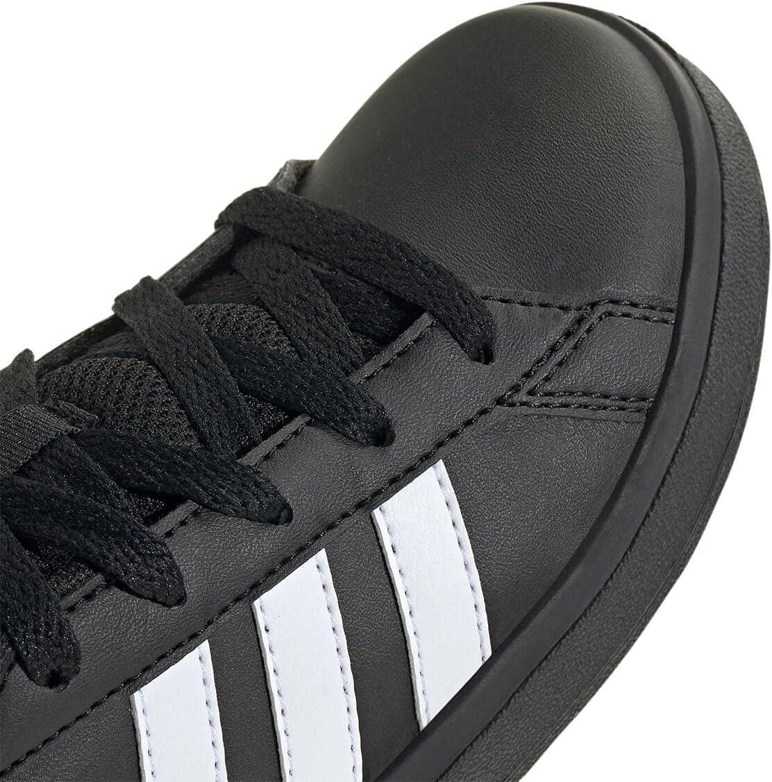 image:imageAdidas UnisexChild Grand Court 20 Elastic Lace ampamp StrapBlackWhiteGold Metallic