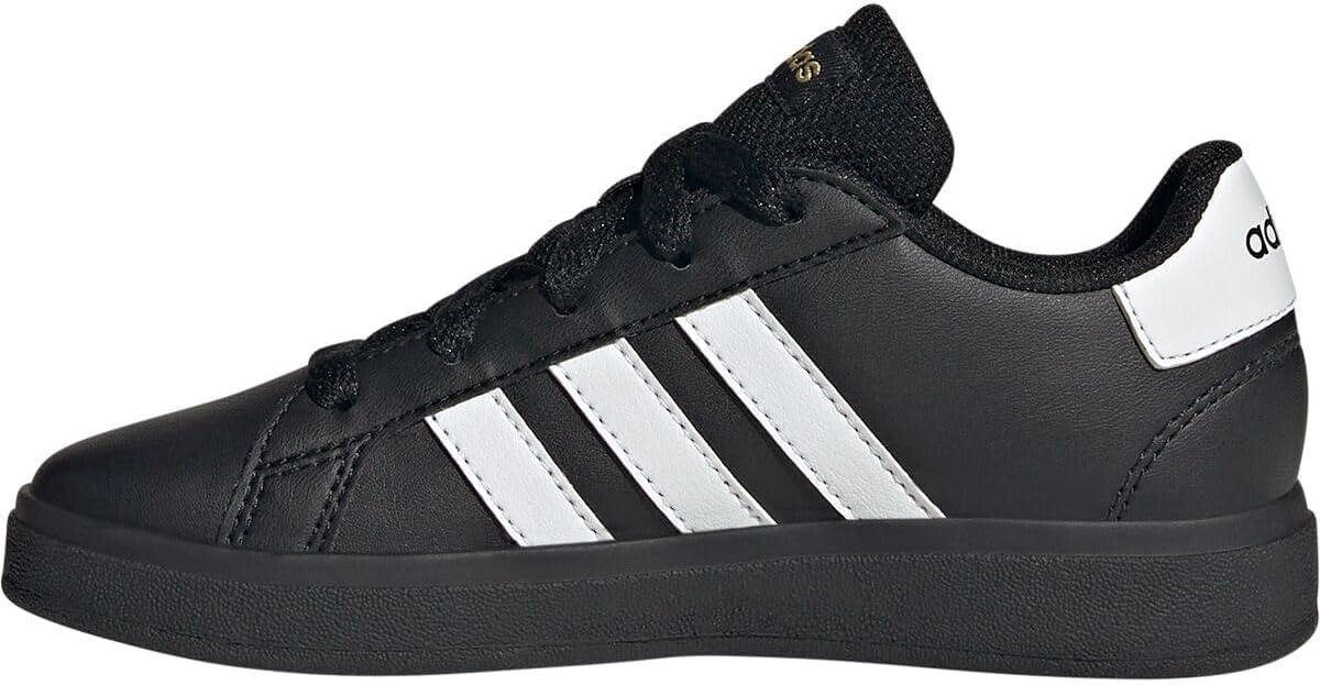 image:imageAdidas UnisexChild Grand Court 20 Elastic Lace ampamp StrapBlackWhiteGold Metallic