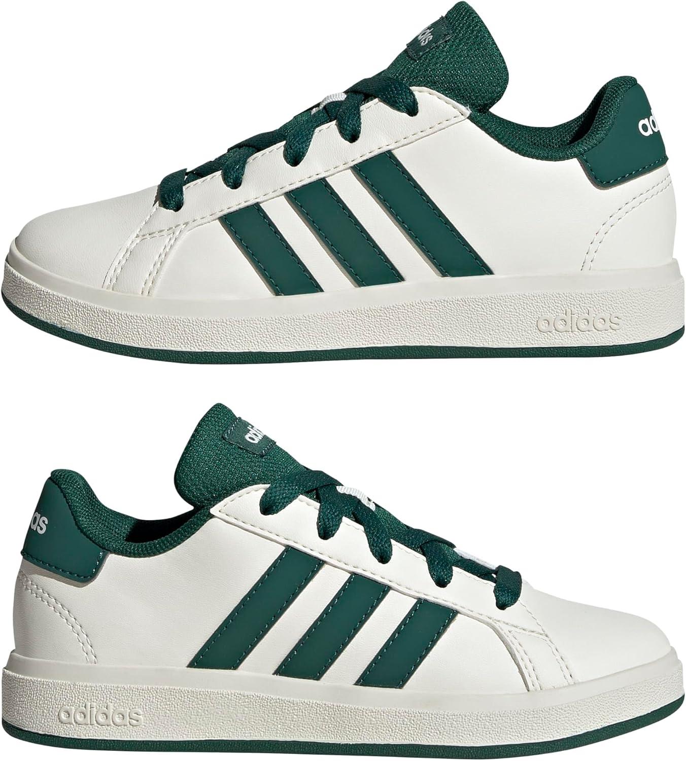 image:imageAdidas UnisexChild Grand Court 20 Elastic Lace ampamp StrapOff WhiteCollegiate GreenBlack