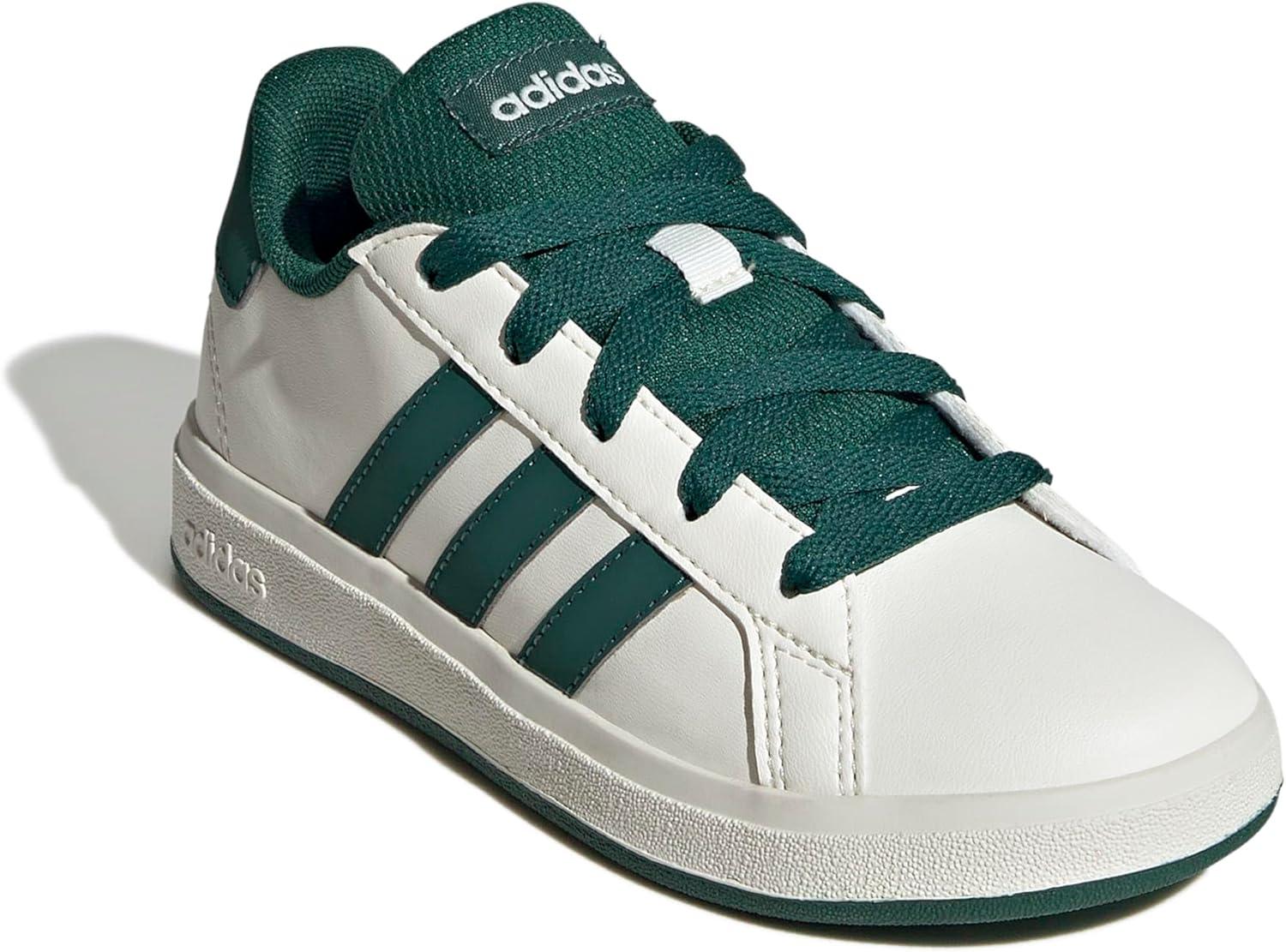 image:imageAdidas UnisexChild Grand Court 20 Elastic Lace ampamp StrapOff WhiteCollegiate GreenBlack
