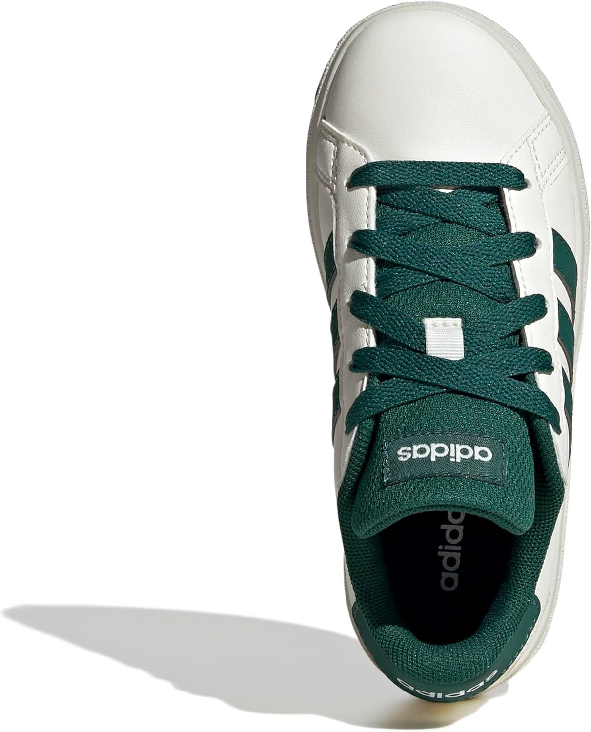 image:imageAdidas UnisexChild Grand Court 20 Elastic Lace ampamp StrapOff WhiteCollegiate GreenBlack