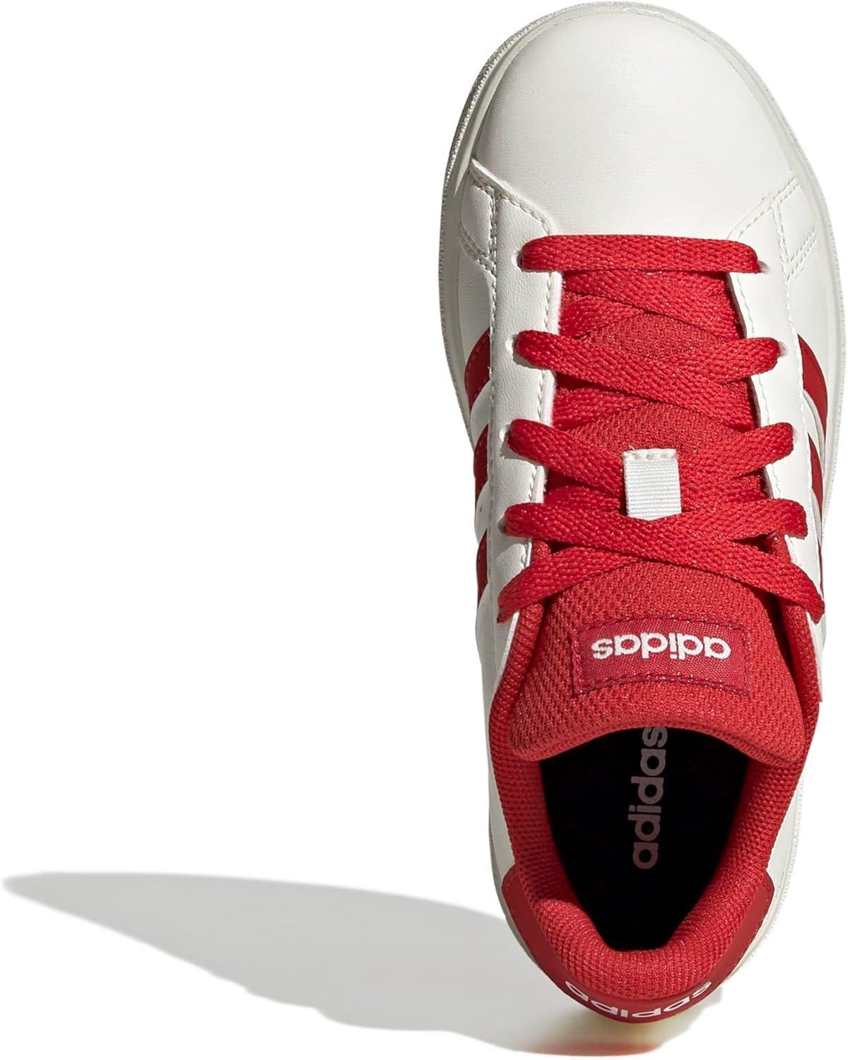 image:imageAdidas UnisexChild Grand Court 20 Elastic Lace ampamp StrapOff WhiteCollegiate RedBlack