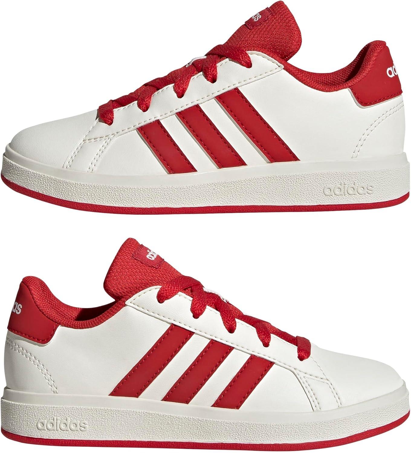 image:imageAdidas UnisexChild Grand Court 20 Elastic Lace ampamp StrapOff WhiteCollegiate RedBlack