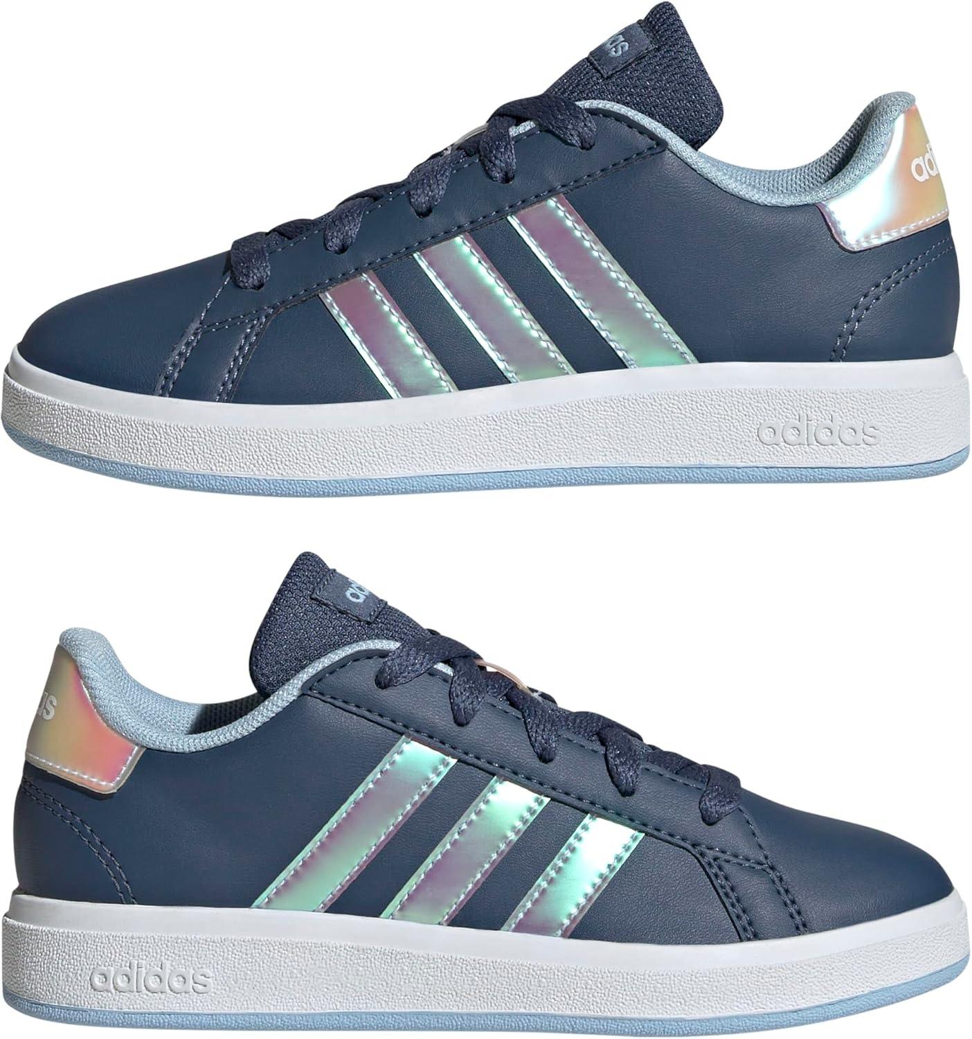 image:imageAdidas UnisexChild Grand Court 20 Elastic Lace ampamp StrapPreloved InkWhiteClear Sky