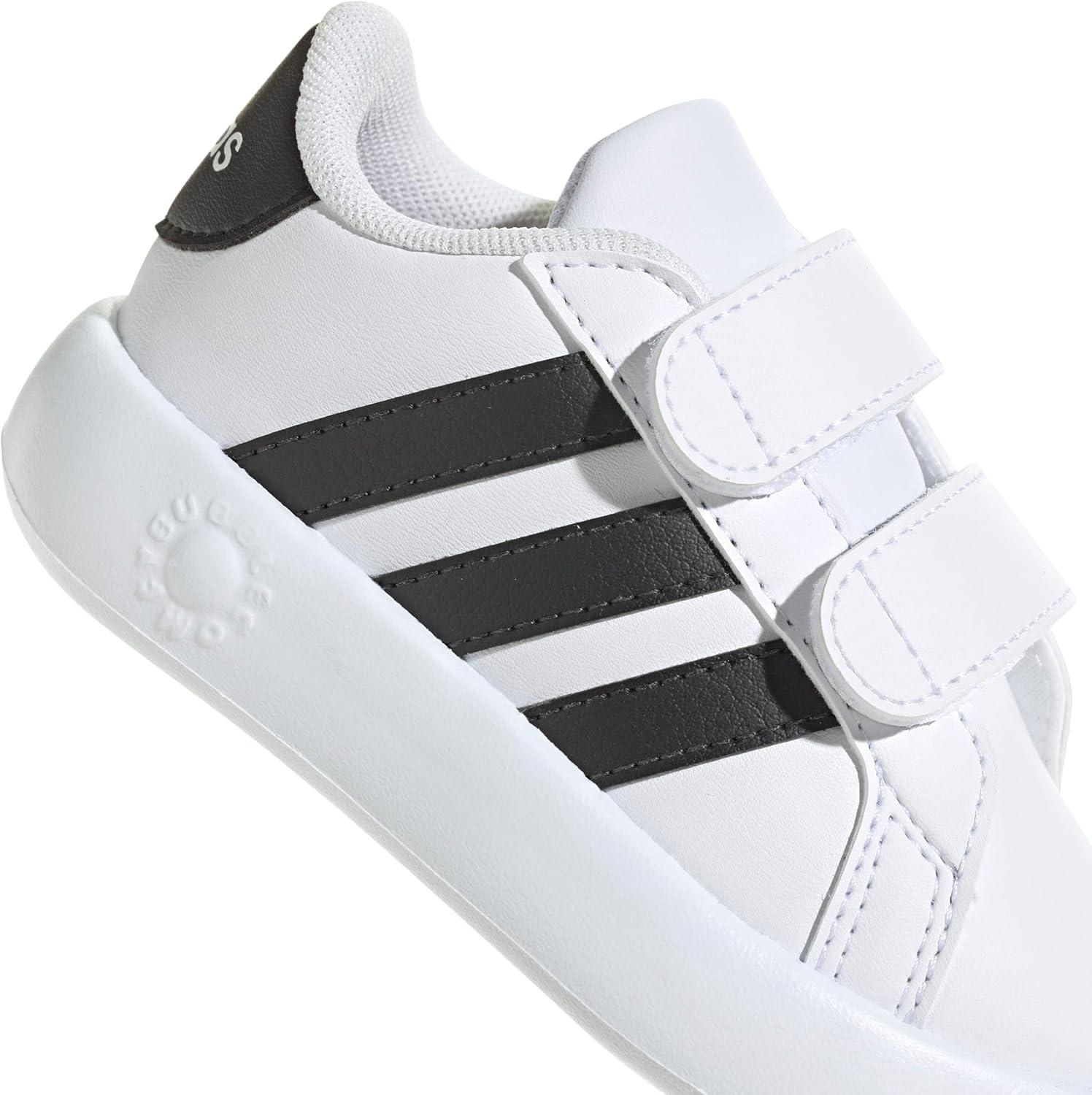 image:imageAdidas UnisexChild Grand Court 20 Elastic Lace ampamp StrapWhiteBlackWhite